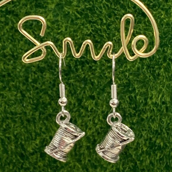 Thread Earring, Sewing Earring, Yarn Earring, Gift Idea, Silly Earring, Crochet - Picture 1 of 5